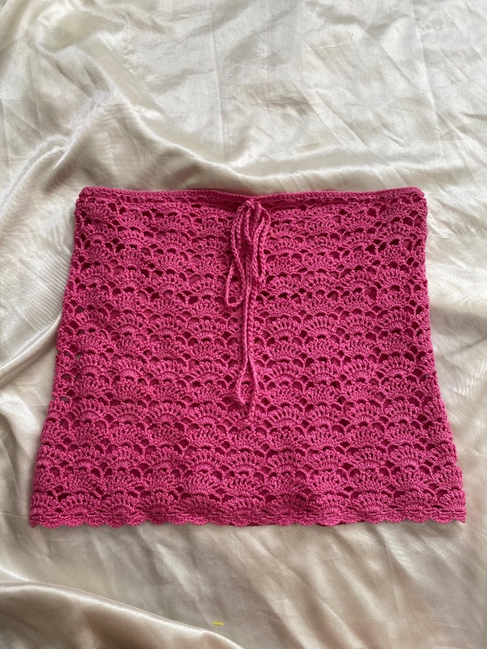 Y2K Lilly Pulitzer Pink Crochet Tube Top / Halter Top Boho Summer Small Cotton